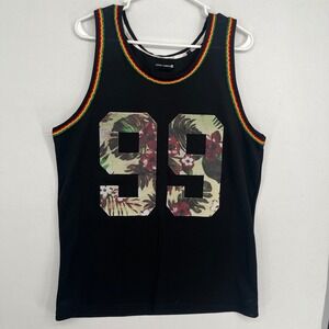 Ocean Current Mens Mesh Tank Top Floral 99 Graphic Jersey Black Large